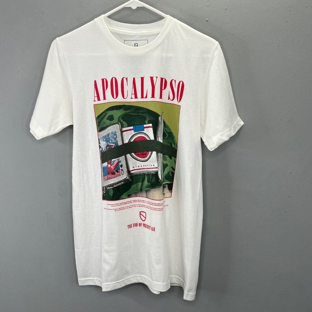 Eswic Apocalypso T shirt The End of Present Age size Small White Crewneck NWOT